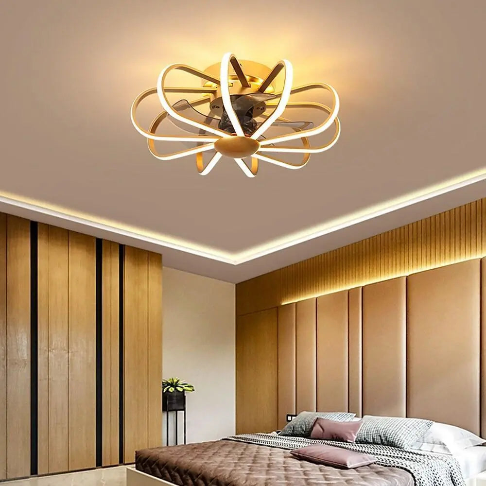 Modern 5-Blade Ceiling Fans with Surrounding LED Lights Luxe