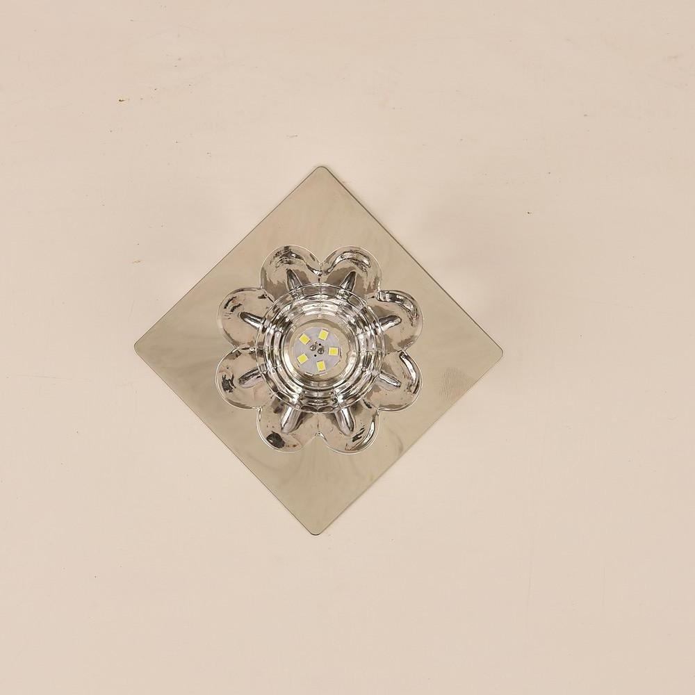 Flower-Shaped Crystal Flush Mount — Electroplated Metal, LED, 3000K / 6000K, 4" Diameter