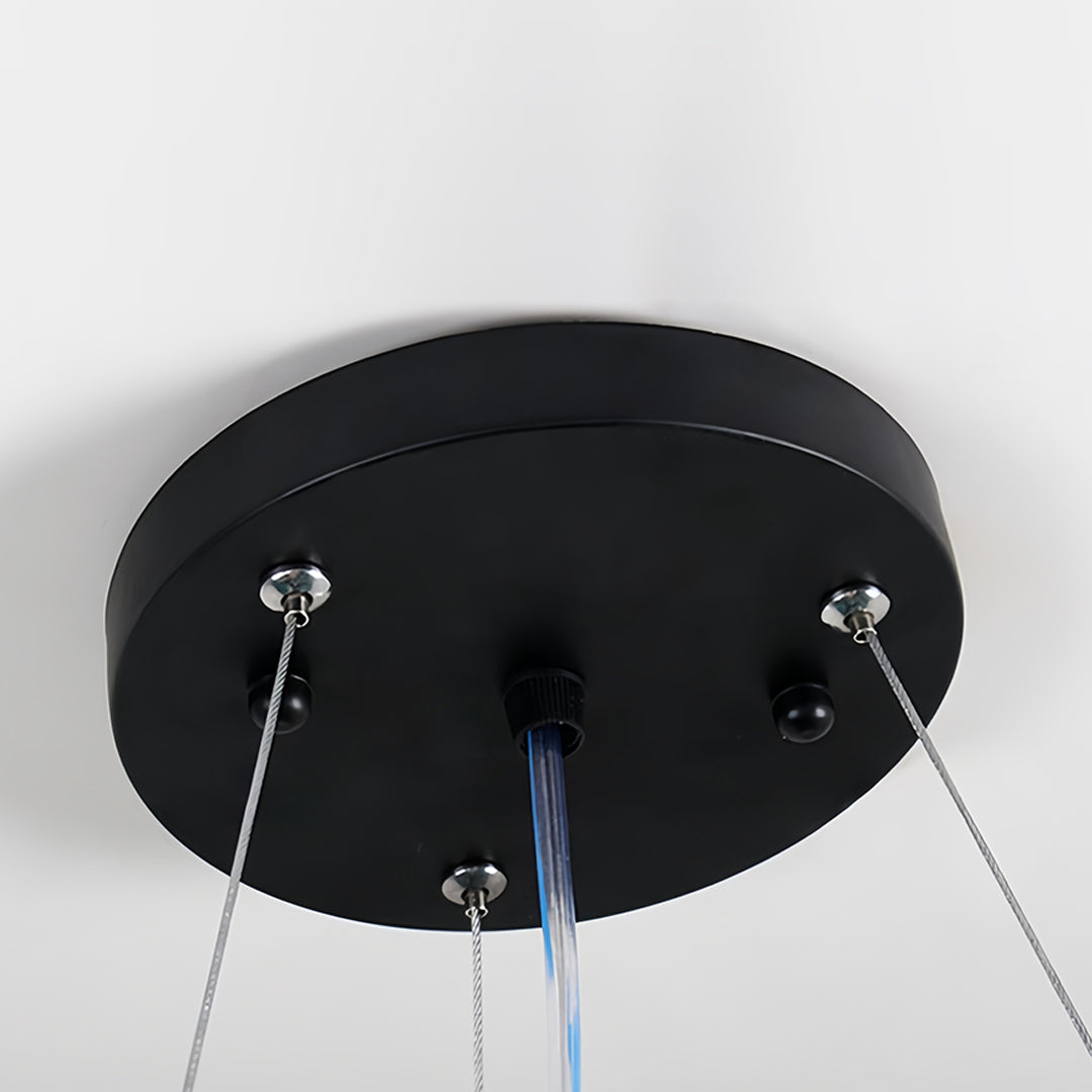Swallowtail Geometric Chandelier — Black Wrought Iron, White Acrylic, LED, 31.5"–55.1" Dia.