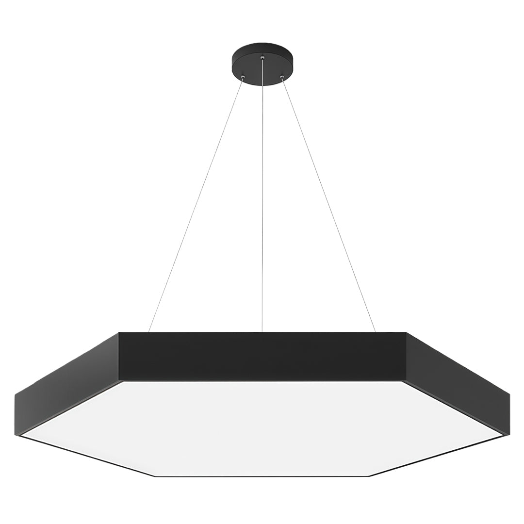 Hexagonal Geometric Honeycomb LED Pendant — Iron, Acrylic Shade, 6 Sizes, 39.4" Adjustable Chain, Black or White