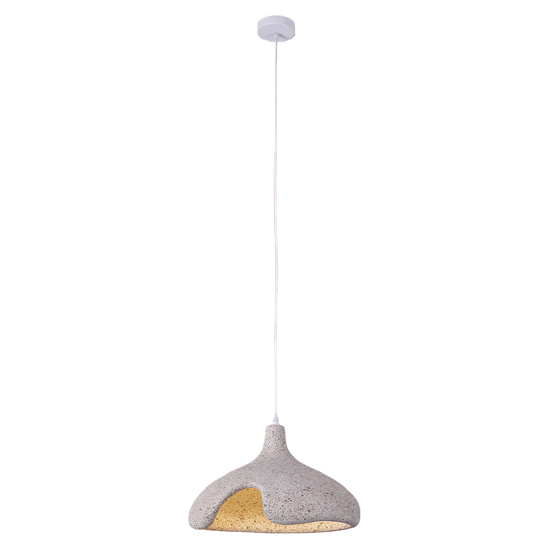 Cement-Look Pendant Light — PS Shade, Metal Frame, E27, 15.75" Wide, Adjustable 59.1" Cord