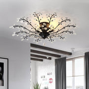Crystal Flower Chandelier — Metal, Clear Crystal, E12/E14 LED, 4-, 5-, or 6-Light, 24" Diameter