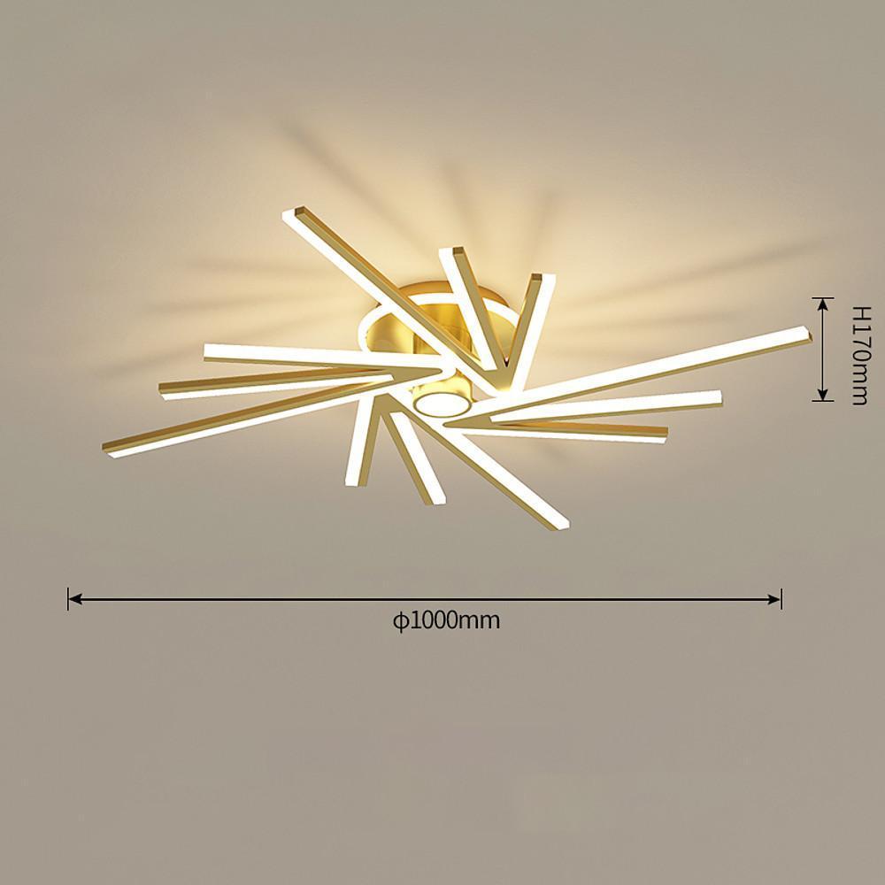 Abstract Tube Flower Semi-Flush Mount — Metal and Acrylic, LED, 3-Light / 4-Light / 5-Light, Three-Step Dimming, Remote Control