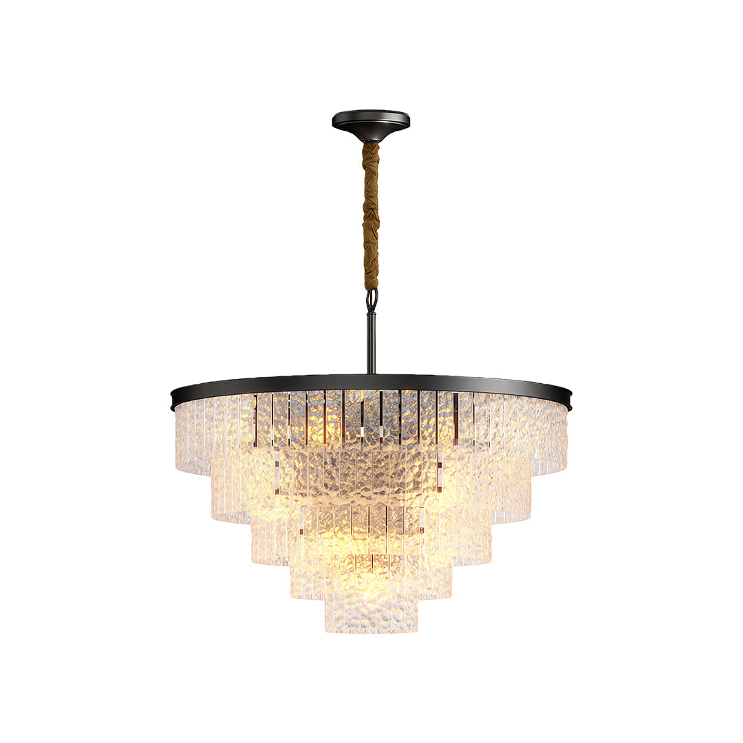 Minimalist Full-Copper Chandelier — Transparent Glass, E14, Round or Linear, Modern Geometric