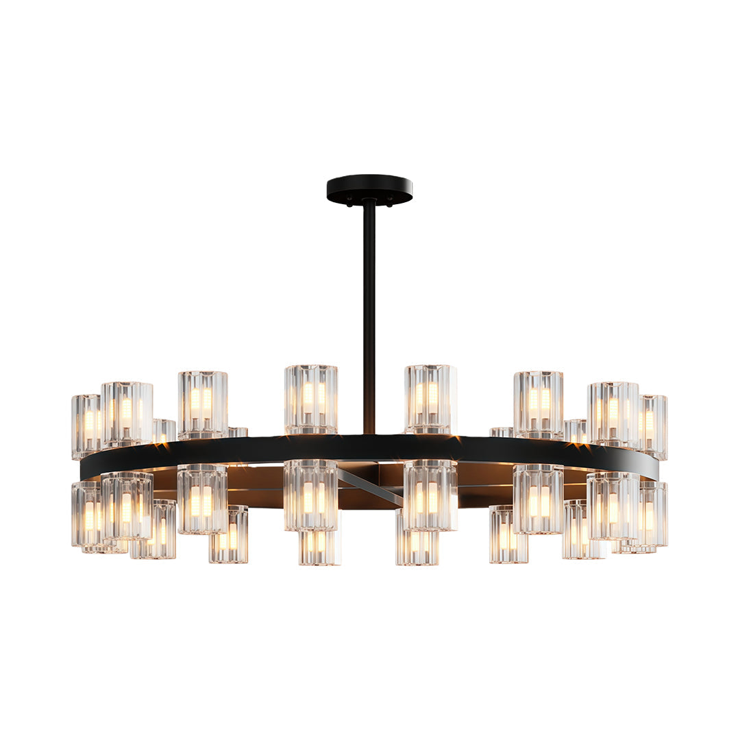 Multi-Tier Crystal Chandelier — Solid Copper Frame, 24- to 48-Light, G4, Black / Chrome / Copper Finish