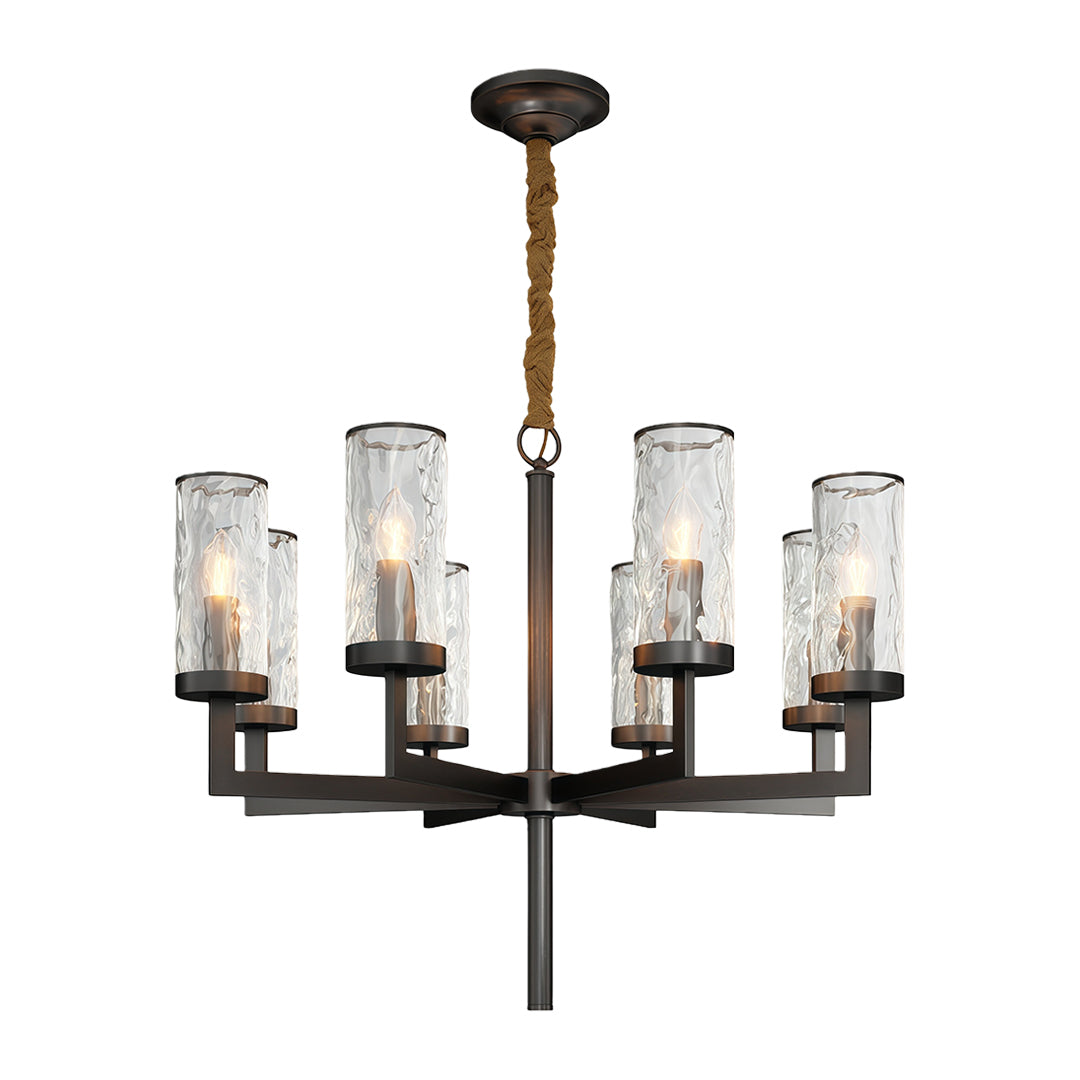 Minimalist Cluster Island Chandelier — Transparent Glass, Full Copper Frame, E14, 6/8/10/15-Light