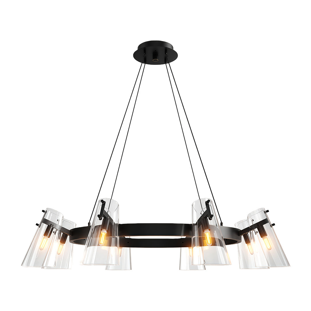 Modern Cluster Chandelier — All-Copper Frame, Acrylic Shade, G9, 6- or 8-Light, Copper / Chrome / Black