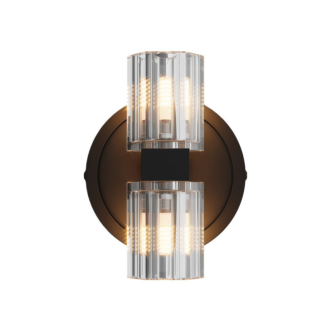 Modern Crystal Wall Sconce — Copper Frame, Dual-Light, G4, 4.72" × 7.87"