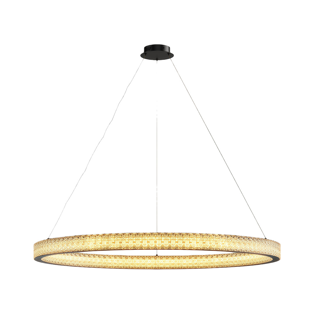 Circular Ring Chandelier — Full Copper, Dimmable LED, 50W–220W, Multiple Sizes