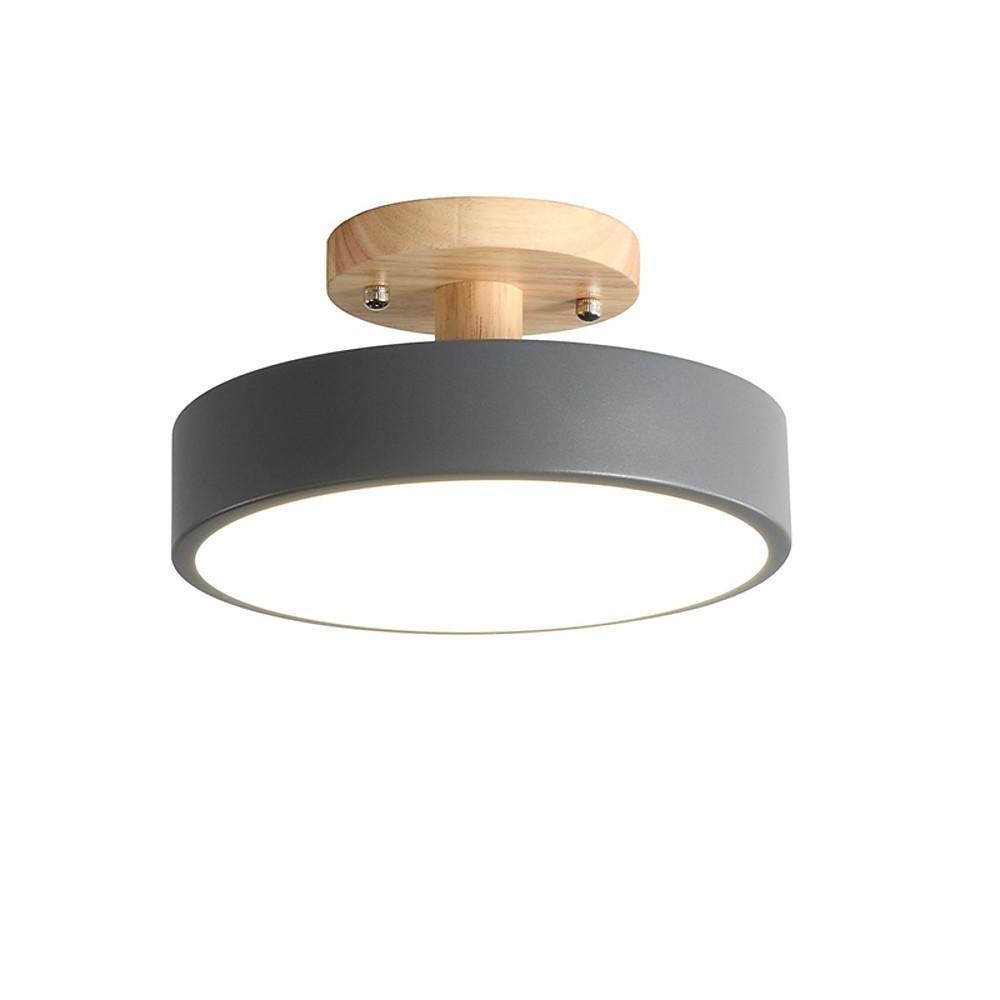 Round Modern Flush-Mount Ceiling Light — Metal, 12W LED, 3-Step Dimming, 9" Diameter