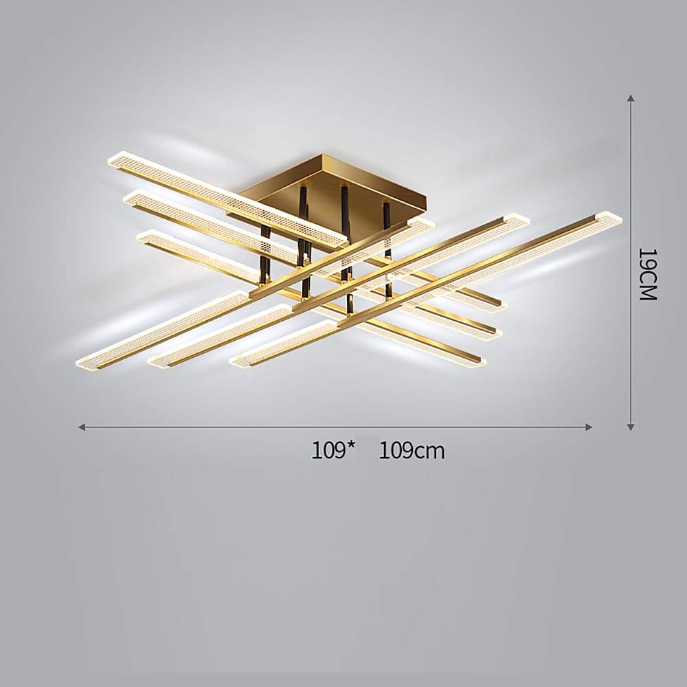 Linear Semi Flush-Mount Ceiling Light — Acrylic and Metal, 8- or 12-Light, 3-Step Dimming, Remote Control