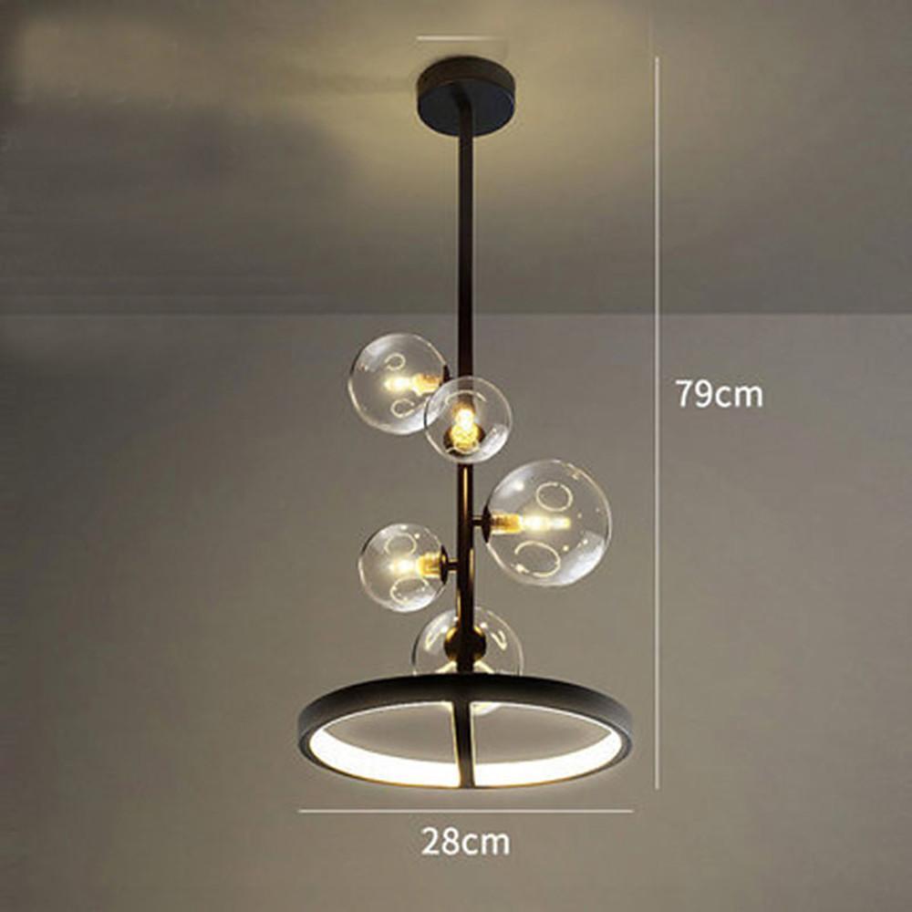 Glass Ball Cluster Pendant — Matte Black, 5-Light LED, 3000K Warm, 11" or 19"