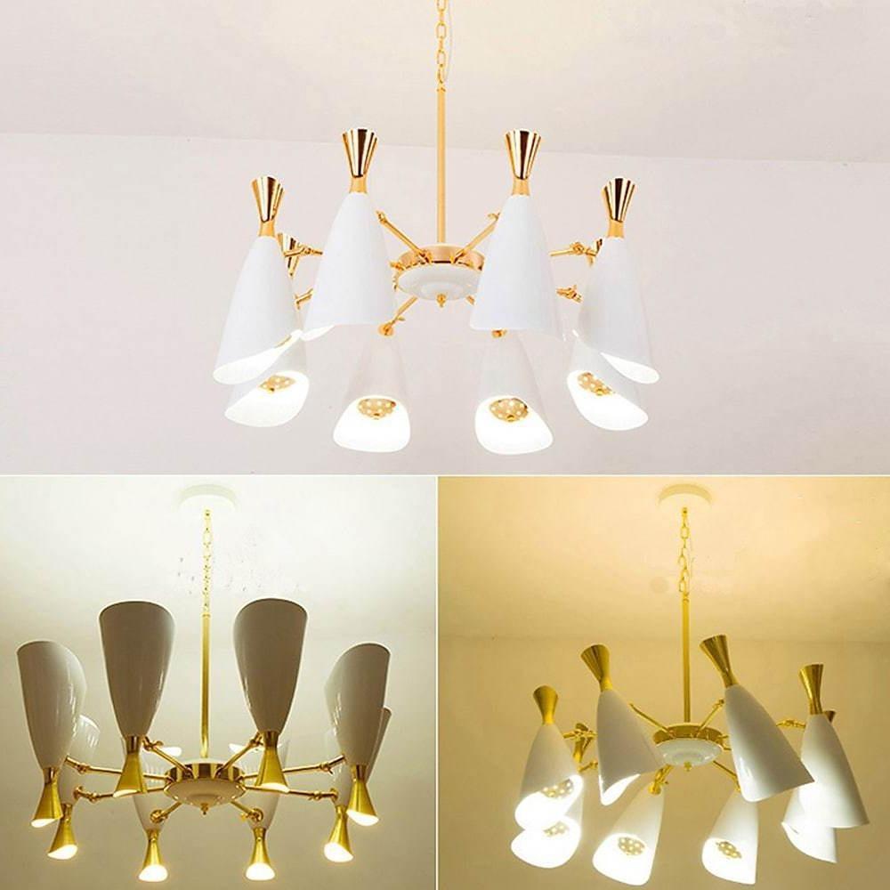 8-Light Candle-Style Chandelier — Electroplated Metal, E26/E27/G9, 40" Diameter, Black or White