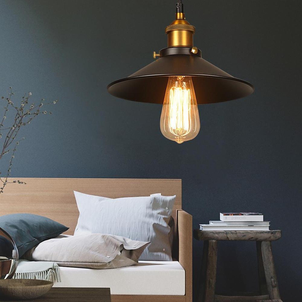 Cone Mini Pendant Light — Black & White Metal, Industrial, Adjustable 47" Cord, LED Compatible
