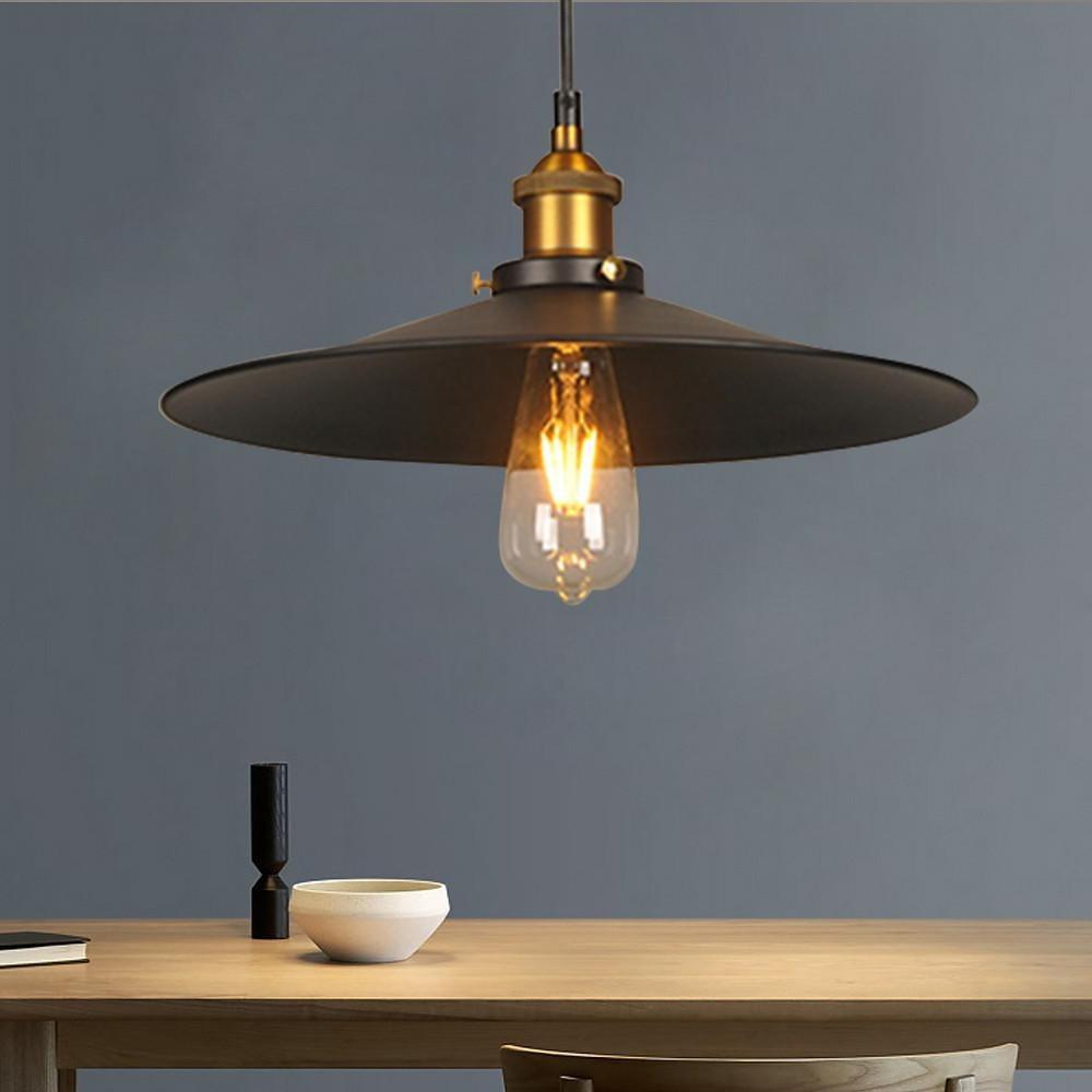 Cone Mini Pendant Light — Black & White Metal, Industrial, Adjustable 47" Cord, LED Compatible