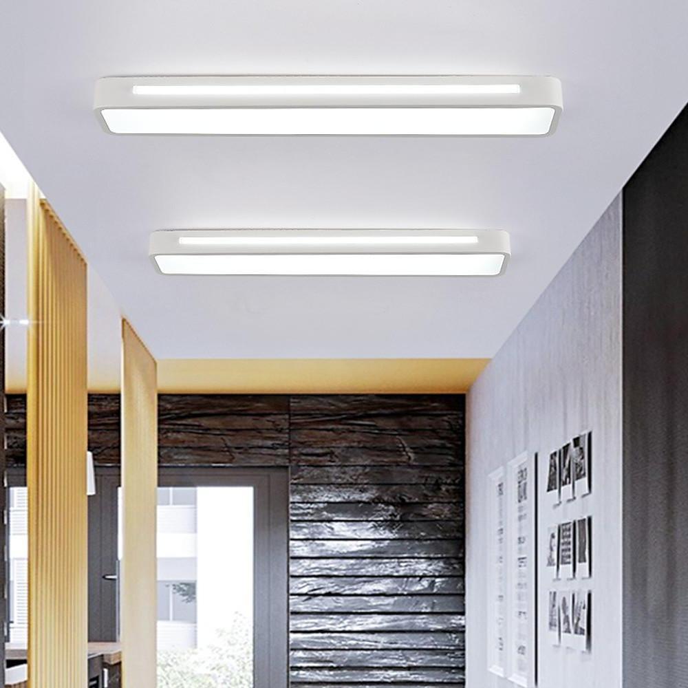 Rectangular LED Flush-Mount Ceiling Light — Acrylic and Metal, Black and White, 18.9" x 4"