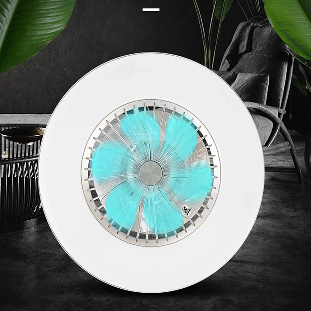 Bladeless Circular Flush Mount Ceiling Fan with Dimmable Light and Remote Control