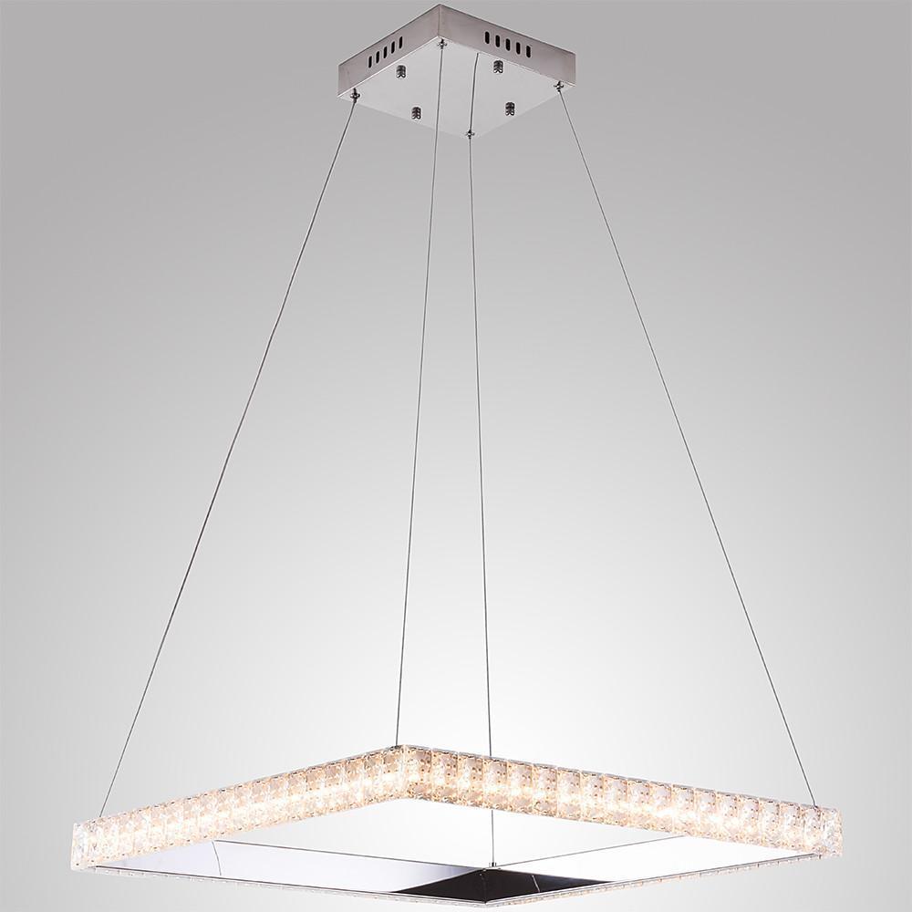 Modern Square LED Pendant Light with Electroplated Crystal Metal Chandelier
