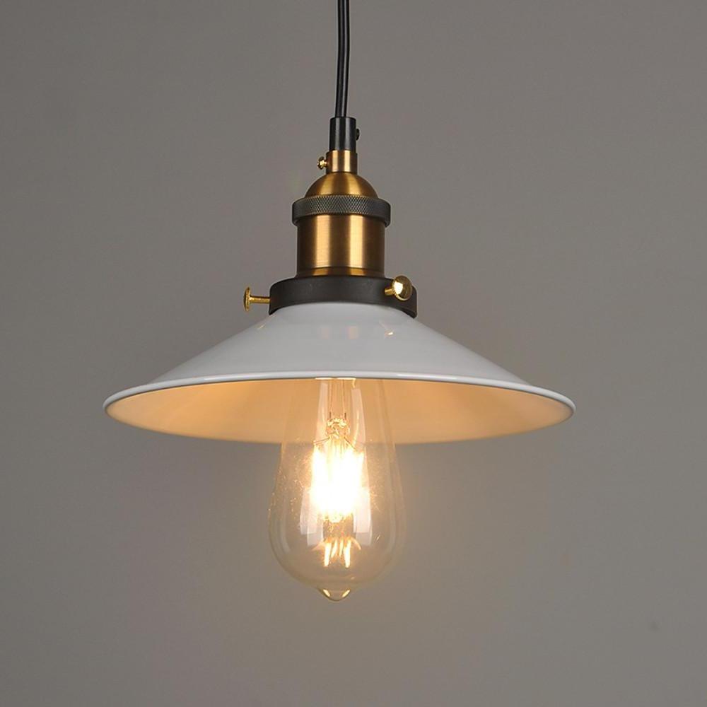 Cone Mini Pendant Light — Black & White Metal, Industrial, Adjustable 47" Cord, LED Compatible