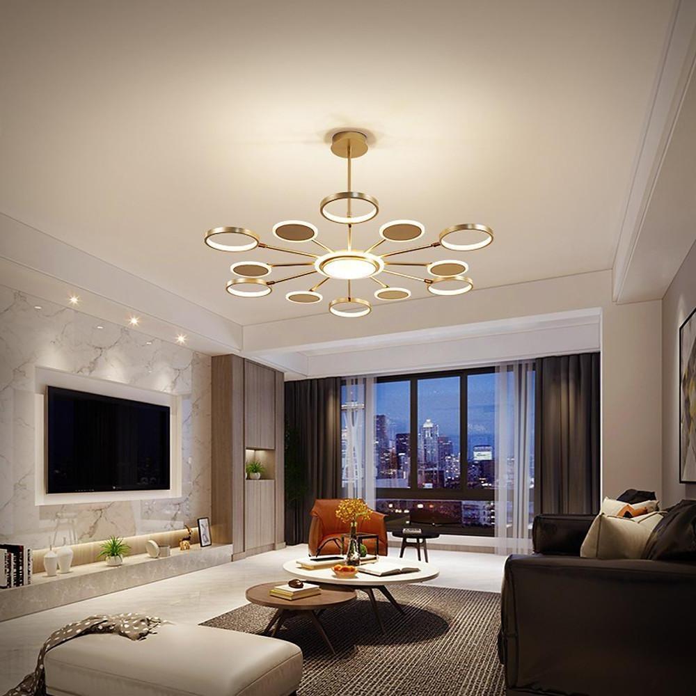 Multi-Circle Dandelion Chandelier — Acrylic and Aluminum, LED, 6/8/12-Light, 12W, 3000K/6000K, Black or Gold