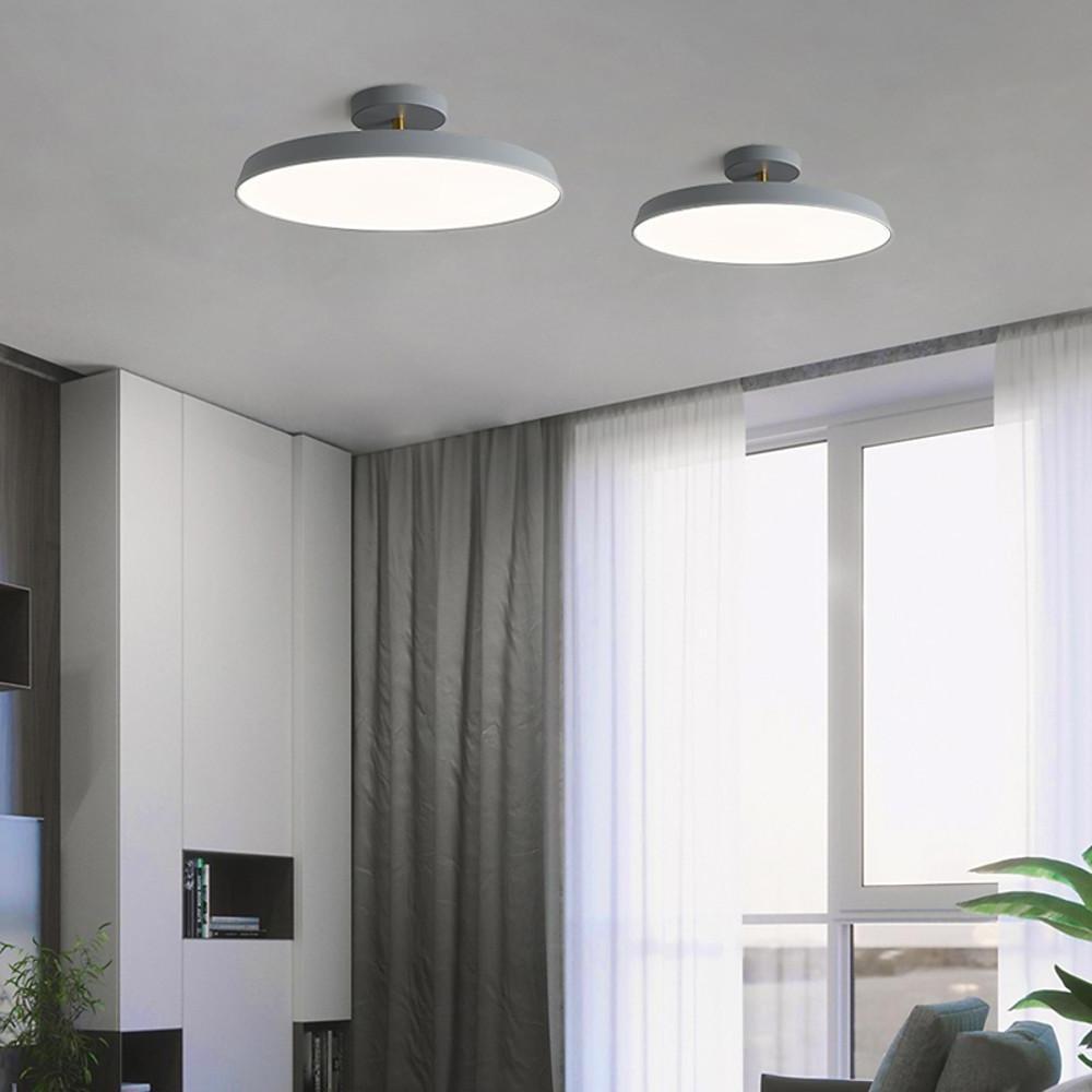 Circular Art Deco Semi-Flush Mount Ceiling Light — Aluminum & PVC, Adjustable 1-Light LED, 56W, 20" Diameter