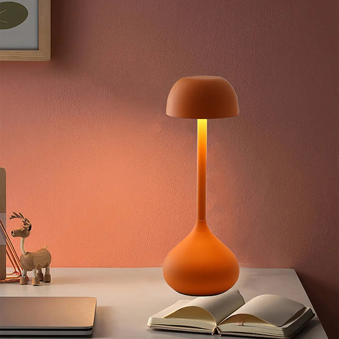 Minimalist Gourd-Shaped Rustic Metal Table Lamp - Rechargeable Design Luxe