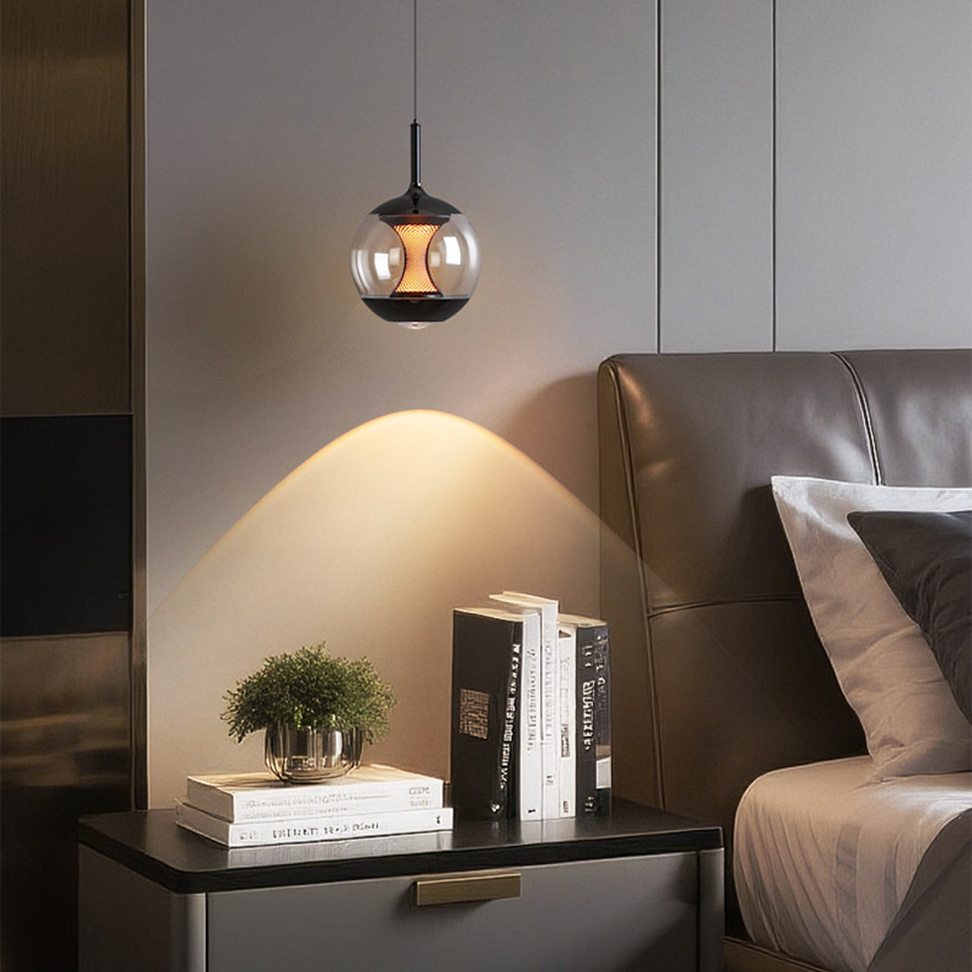 Orb Pendant Light — Aluminum, Clear or Smoky Gray Glass, 7W LED Dimmable, 70.9" Adjustable Chain
