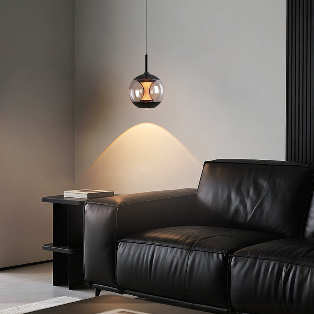 Orb Pendant Light — Aluminum, Clear or Smoky Gray Glass, 7W LED Dimmable, 70.9" Adjustable Chain