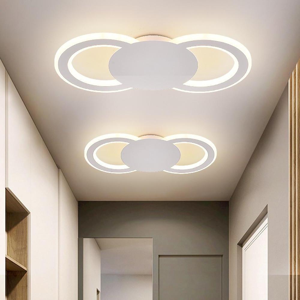 Geometric Dual-Ring 2-Light LED Flush Mount — Metal, 3-Step Dimming, 15"