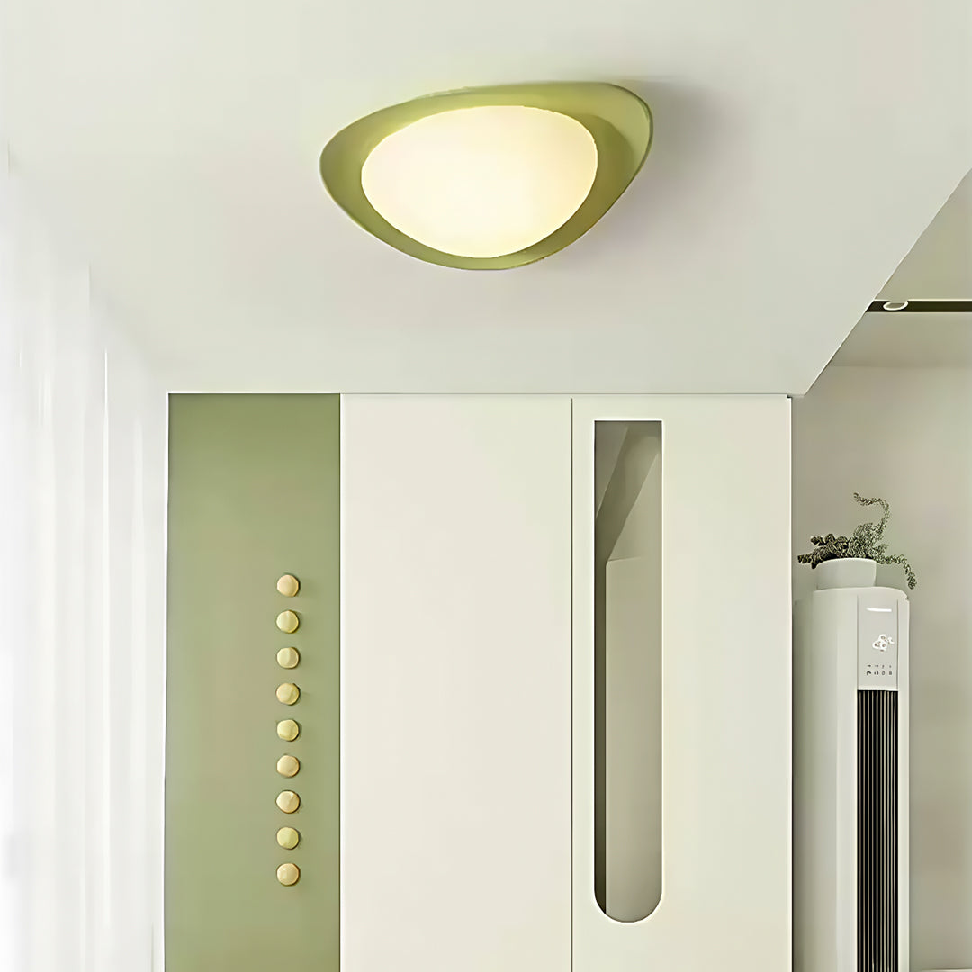 Pebble Flush-Mount Ceiling Light — Resin & PE, Full Spectrum LED, 3-Step Dimming, 18" / 24", 24W / 36W