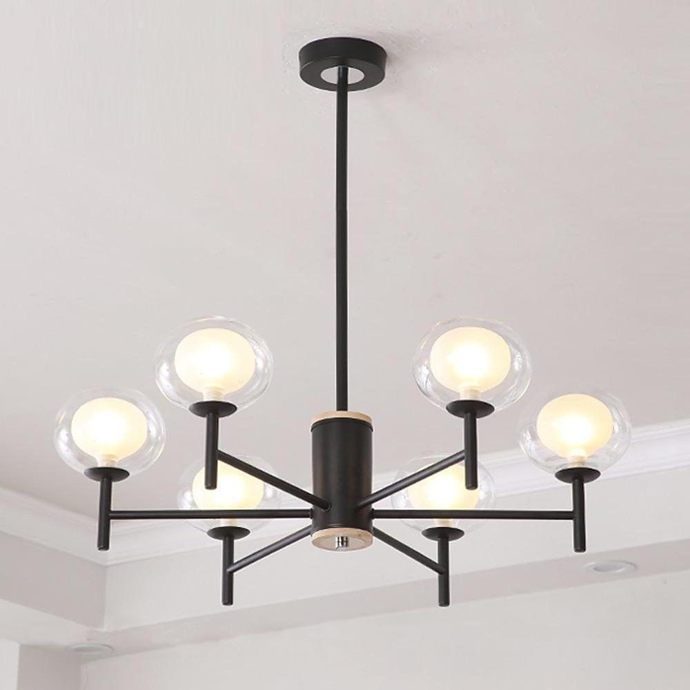 Sputnik Bubble Chandelier — Black or Gold Metal and Glass, 18-Light Industrial, 30" Diameter