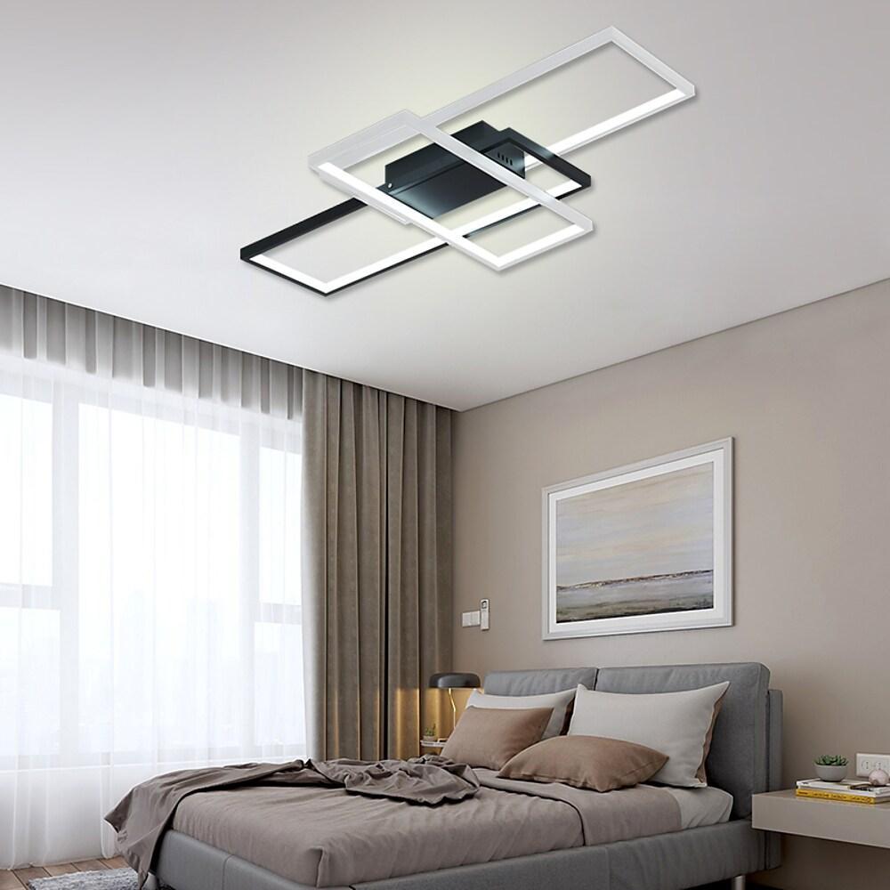 Large Multi-Rectangle Flush-Mount Ceiling Light — 3-Tier Integrated LED, Black, Gold or White