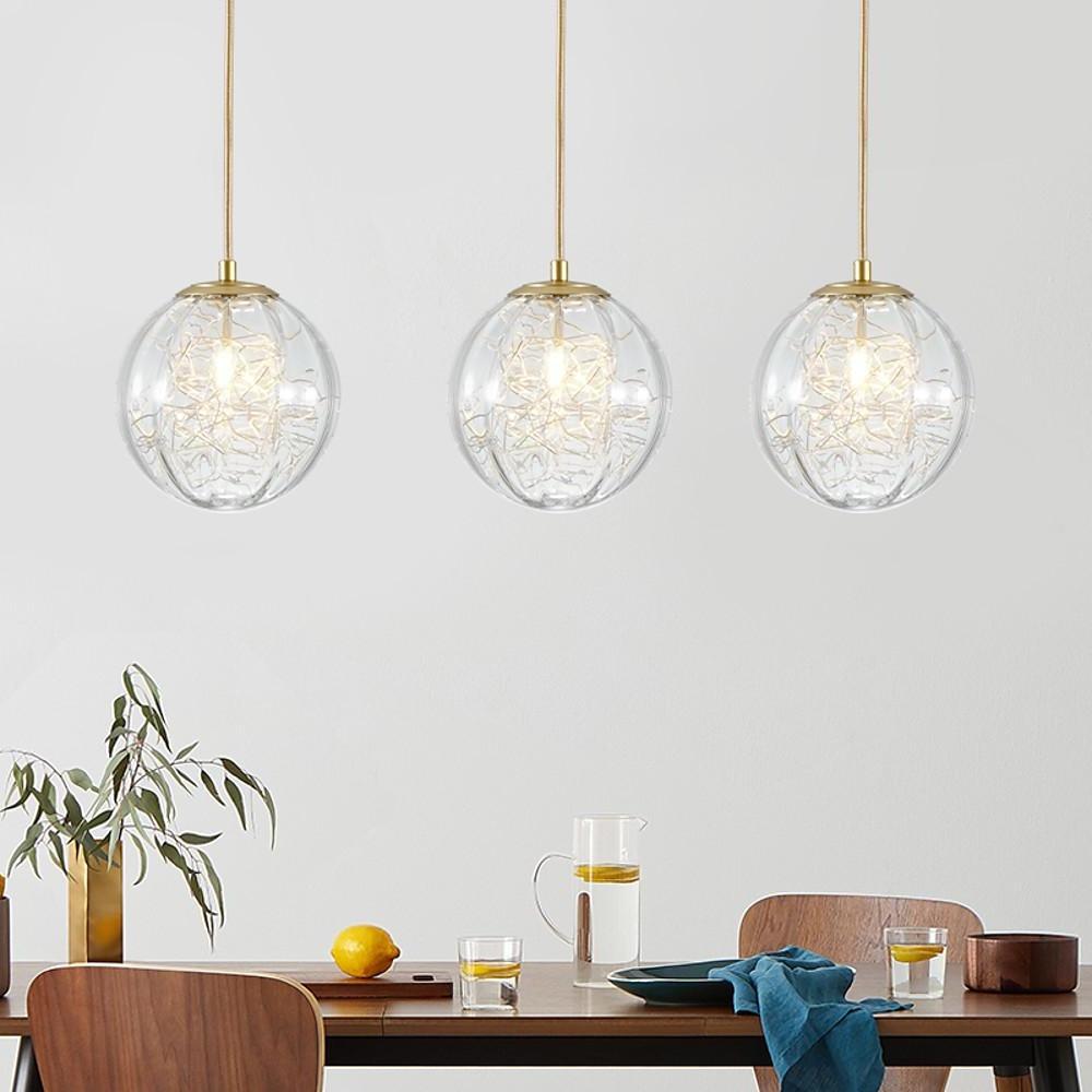 Glass Globe Multi-Light Pendant — Clear Glass, 6" Diameter, Adjustable 39" Cord
