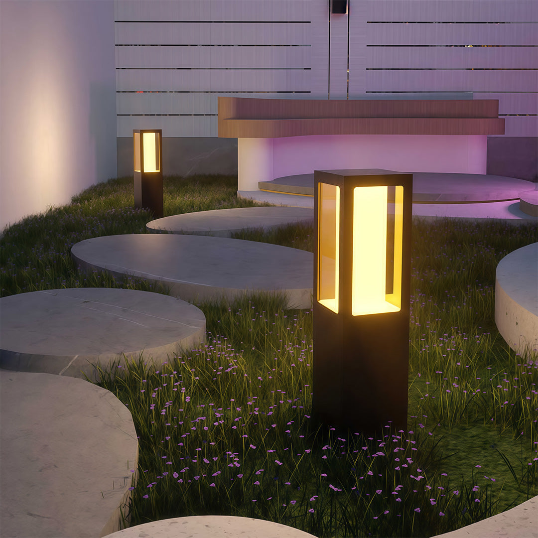Minimalist Outdoor Path Bollard Light — Black Aluminum, LED 3000K, IP54, 40CM / 60CM / 80CM