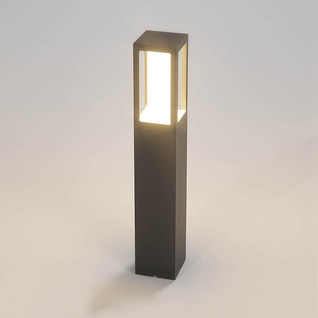 Minimalist Outdoor Path Bollard Light — Black Aluminum, LED 3000K, IP54, 40CM / 60CM / 80CM