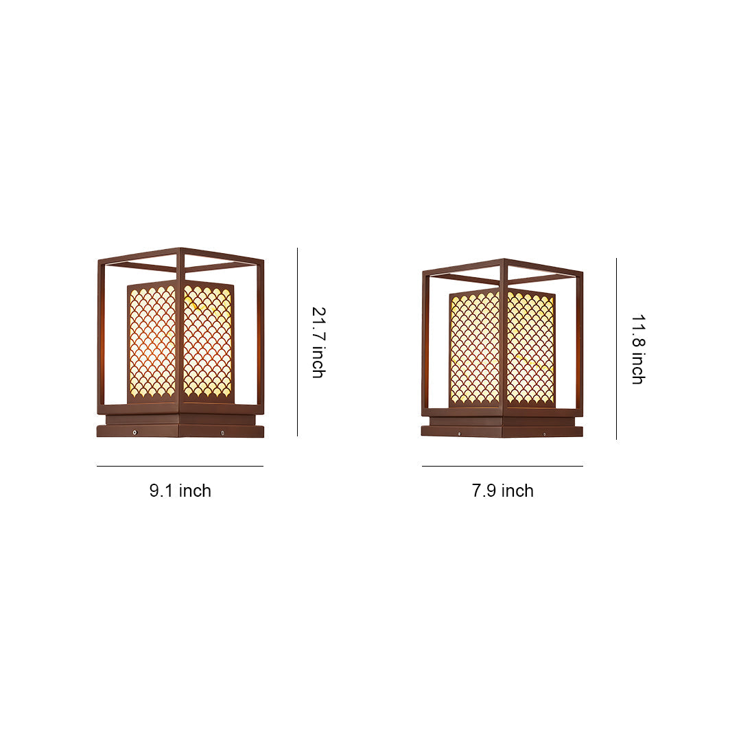 Faux Marble Outdoor Bollard Light — Stainless Steel, Coffee-Brown, Three-Color Dimming, IP54, LED, Two Sizes