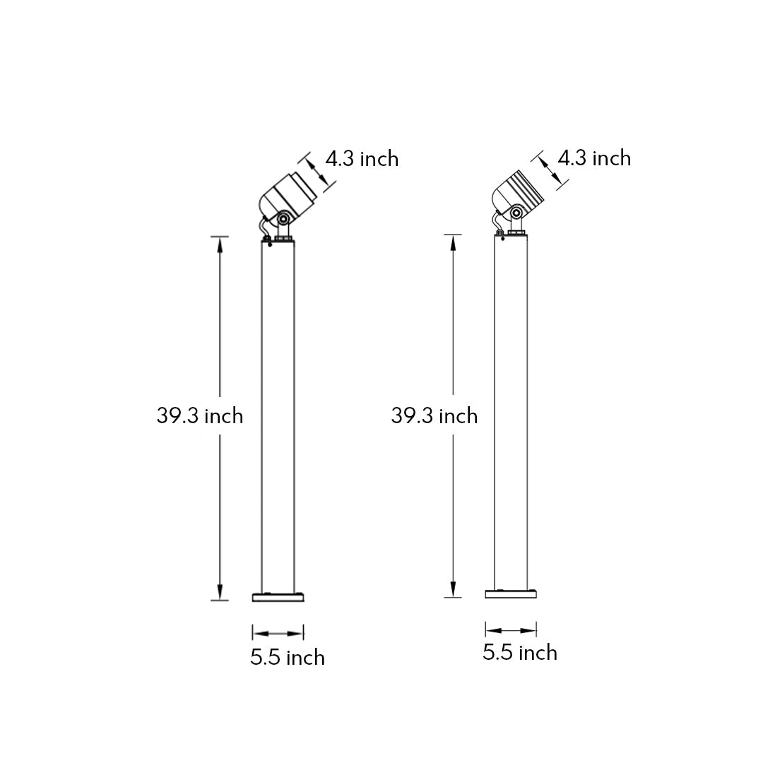 Minimalist LED Garden Spotlight — Die-Cast Aluminum, Sand Gray, OSRAM 6W or CREE 12W, 3000K, IP65, 39" Hardwired Ground Mount