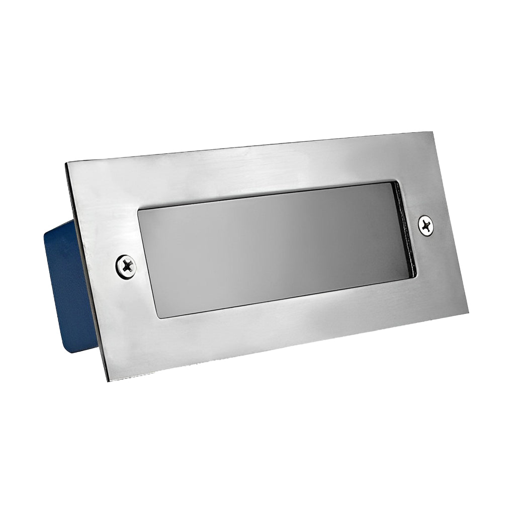 Embedded Outdoor Step & Stair Wall Light — Stainless Steel and Tempered Glass, 3W LED, IP65, Rectangular or Grid Style