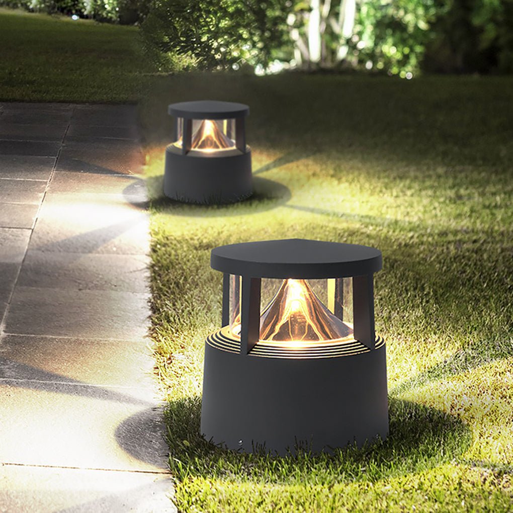 Decorative Outdoor Post Light — Die-Cast Aluminum & PC, COB LED 12W / E27 18W, IP54, 8" Diameter, Sand Gray