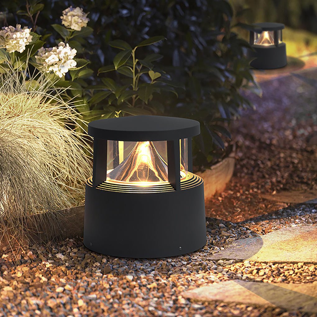 Decorative Outdoor Post Light — Die-Cast Aluminum & PC, COB LED 12W / E27 18W, IP54, 8" Diameter, Sand Gray