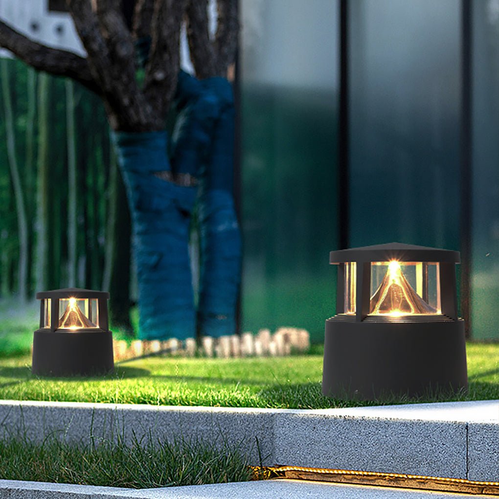 Decorative Outdoor Post Light — Die-Cast Aluminum & PC, COB LED 12W / E27 18W, IP54, 8" Diameter, Sand Gray