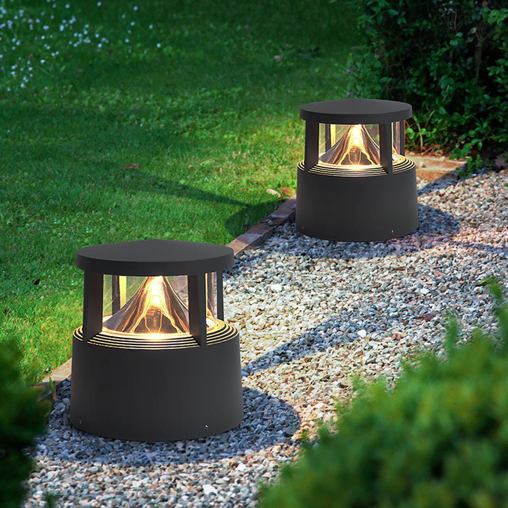 Decorative Outdoor Post Light — Die-Cast Aluminum & PC, COB LED 12W / E27 18W, IP54, 8" Diameter, Sand Gray