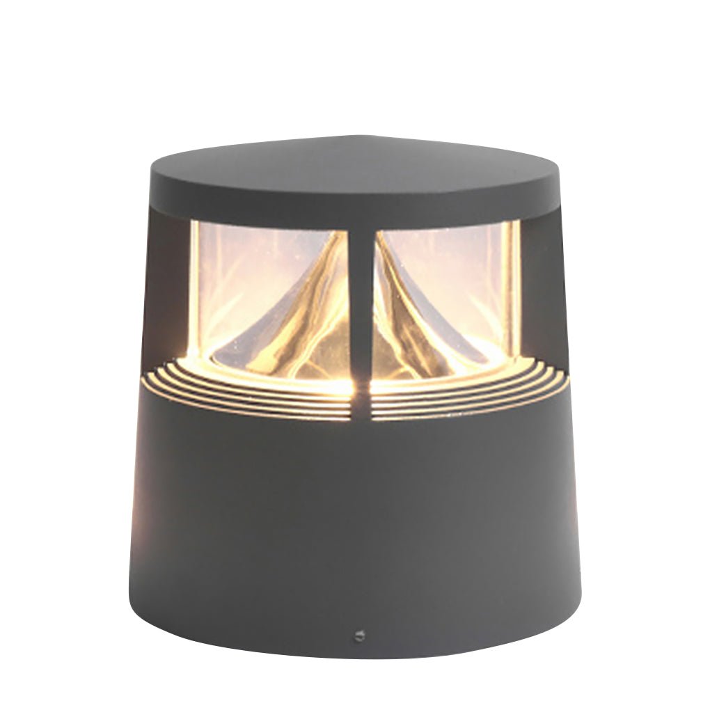 Decorative Outdoor Post Light — Die-Cast Aluminum & PC, COB LED 12W / E27 18W, IP54, 8" Diameter, Sand Gray