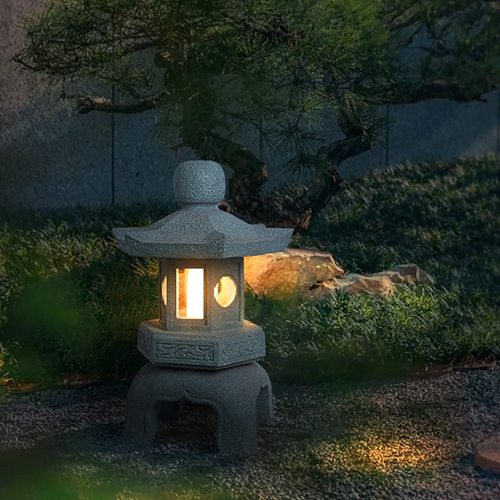 Antique Tower Outdoor Garden Light — Imitation Stone Resin, LED 3W, 31" Tall, IP54 Waterproof