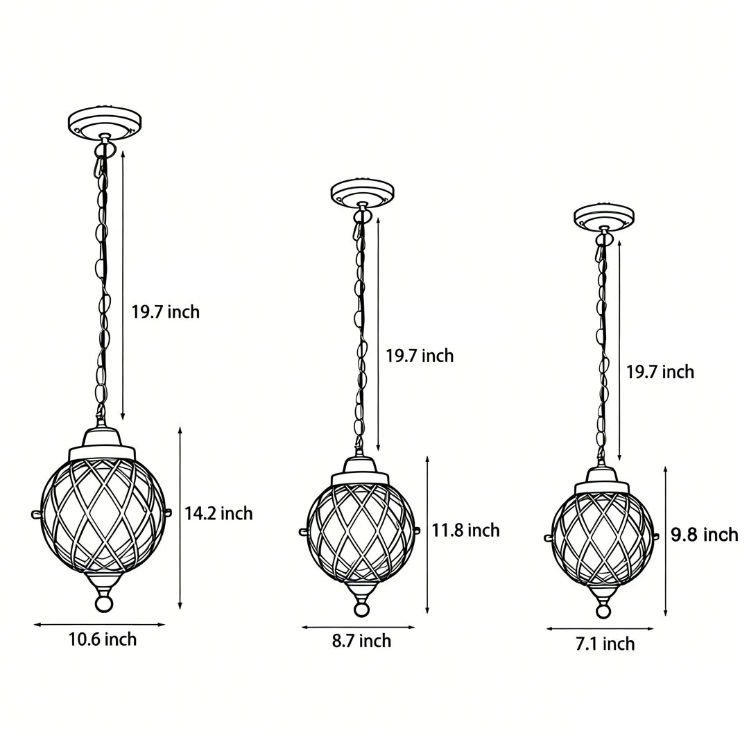 Globe Outdoor Hanging Pendant — Aluminum and Glass, E27, IP54, Black or Antique Copper
