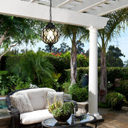 Globe Outdoor Hanging Pendant — Aluminum and Glass, E27, IP54, Black or Antique Copper