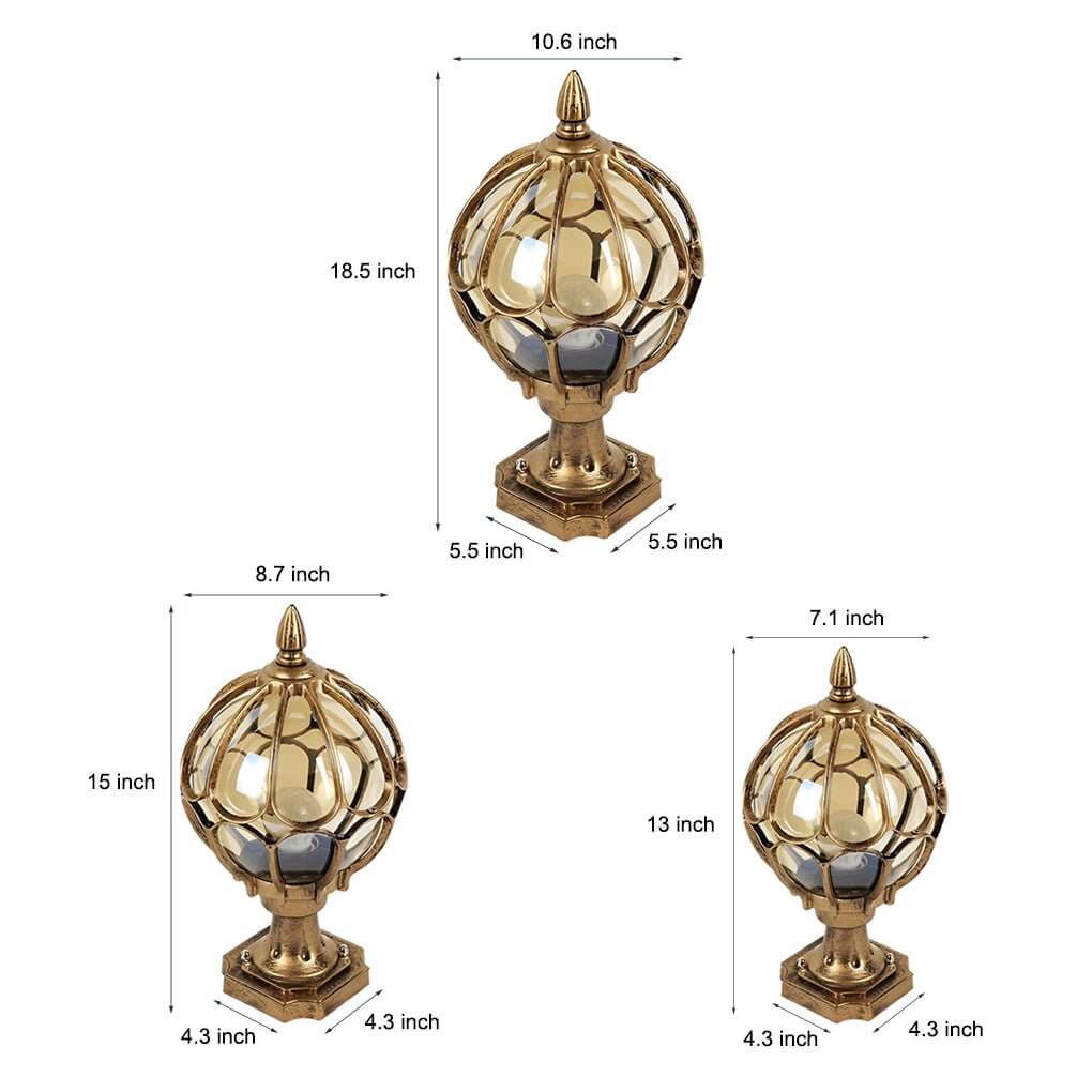 retro glass globe outdoor pillar lights copper fence post lighting