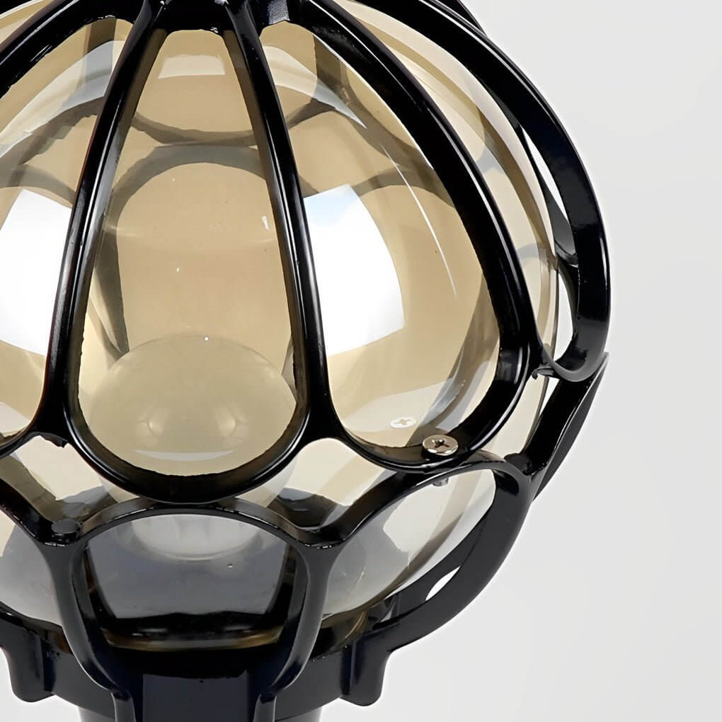 retro glass globe outdoor pillar lights copper fence post lighting