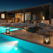 Candle-Shaped Outdoor Lantern — Stainless Steel & Imitation Marble, LED, IP54, 18" H