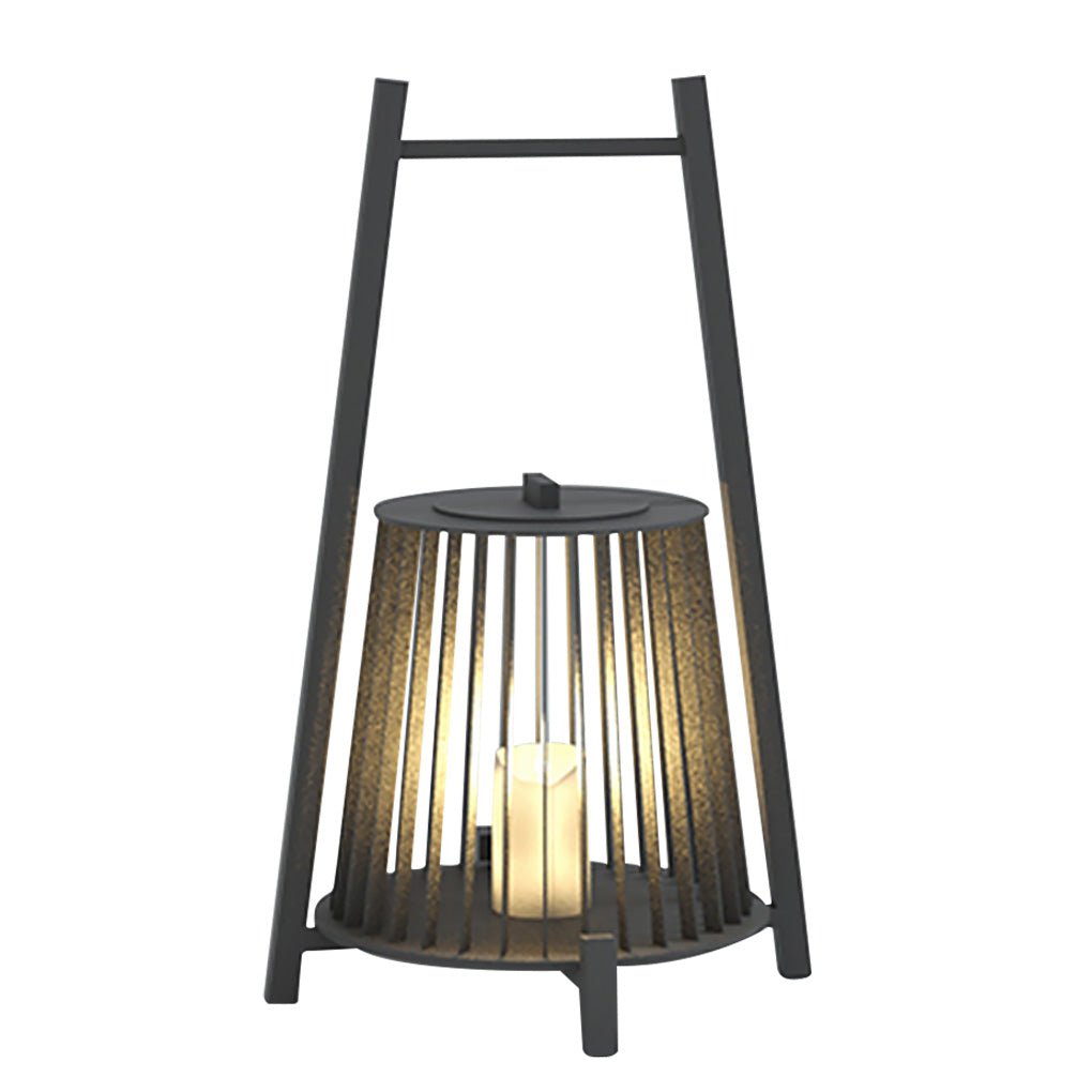 Candle-Shaped Outdoor Lantern — Stainless Steel & Imitation Marble, LED, IP54, 18" H